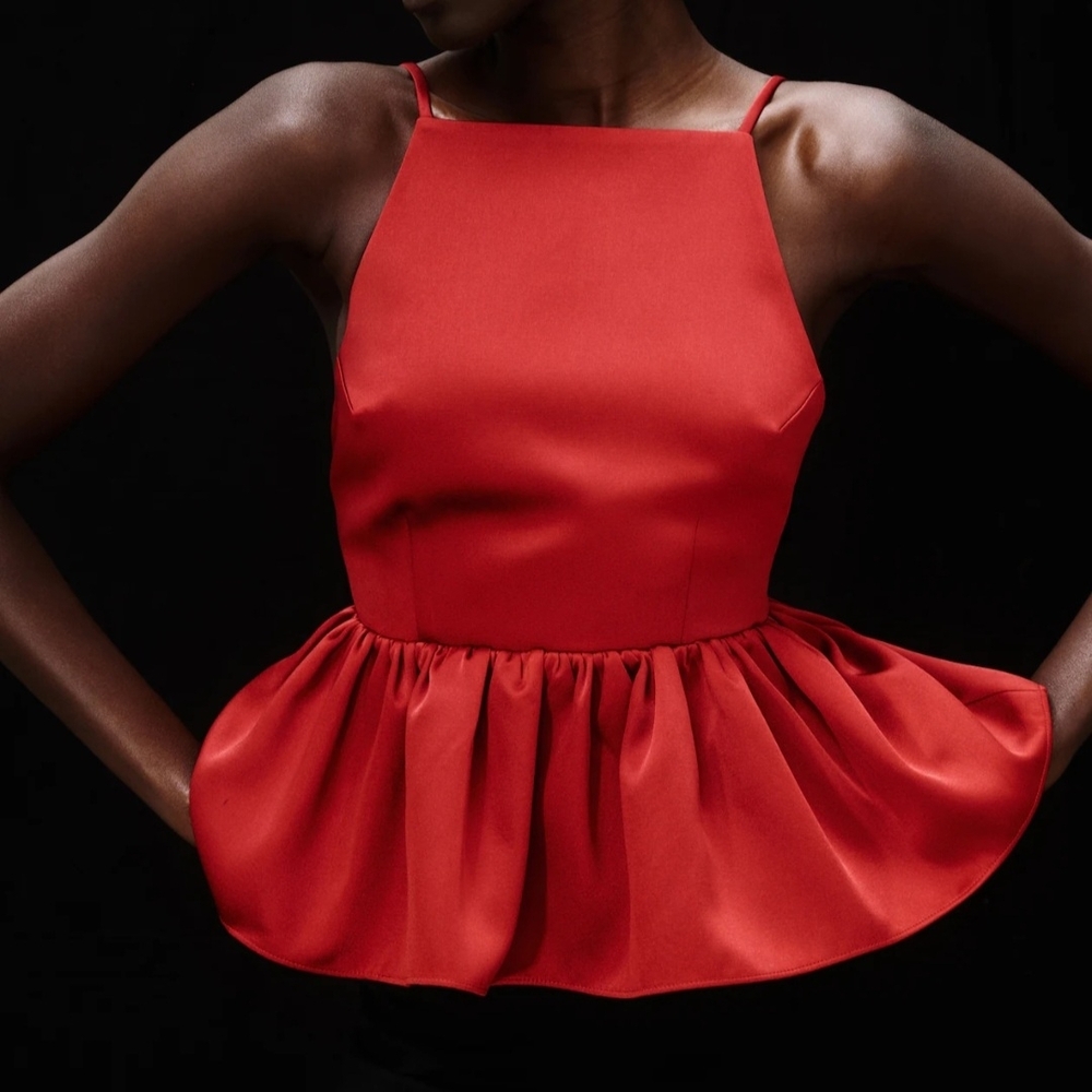 H&M Elegant Red Peplum Top XL